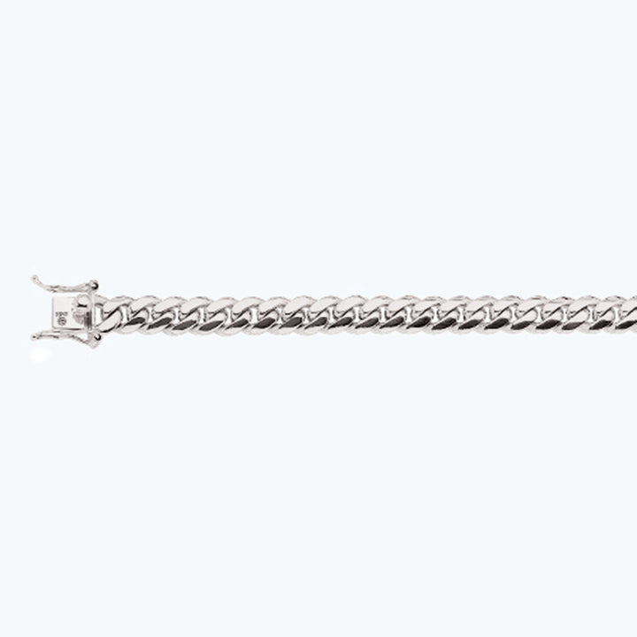 14K 8MM WHITE GOLD SOLID MIAMI CUBAN 18" CHAIN NECKLACE (AVAILABLE IN LENGTHS 7" - 30")
