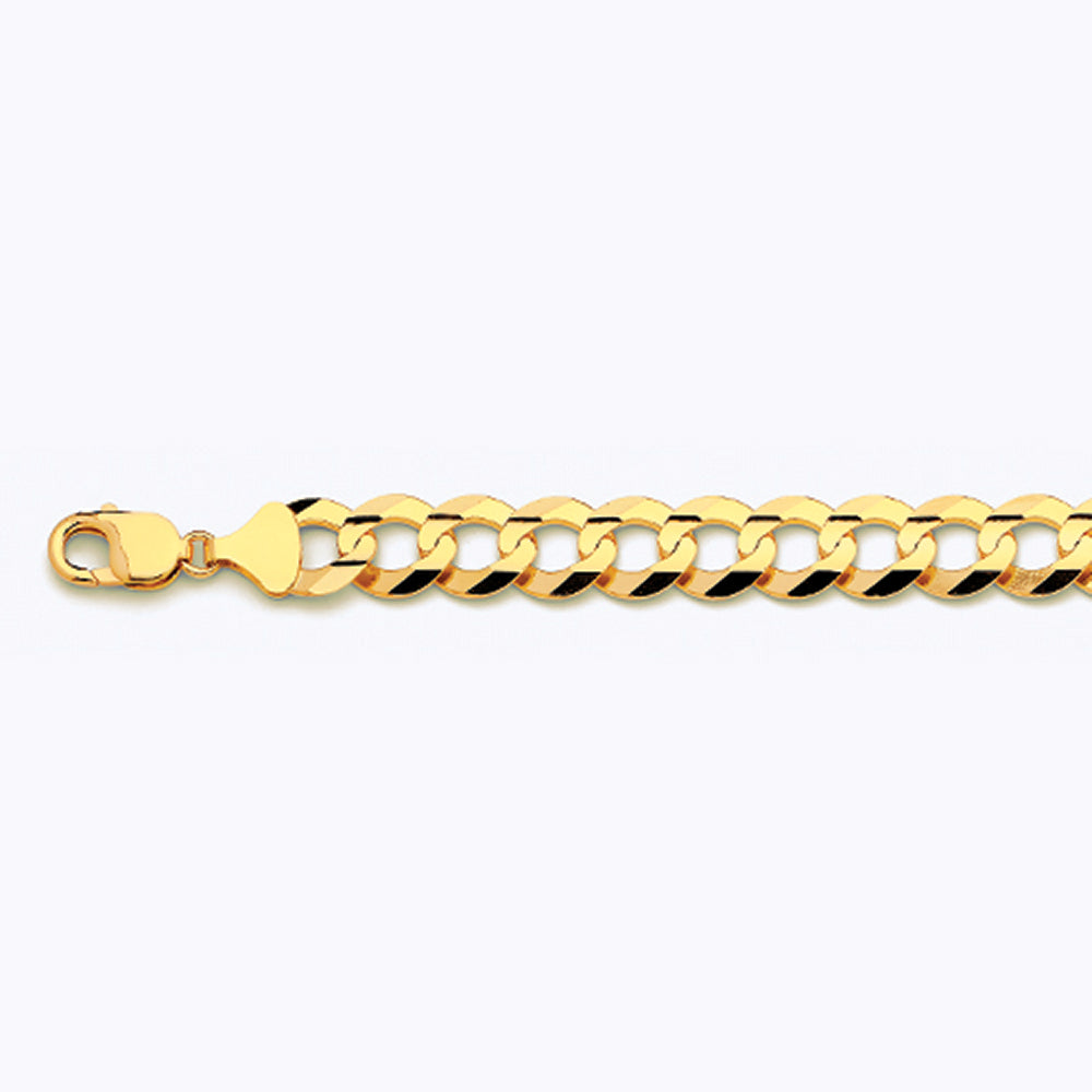 14K 13MM YELLOW GOLD SOLID CURB 20" CHAIN NECKLACE (AVAILABLE IN LENGTHS 7" - 30")