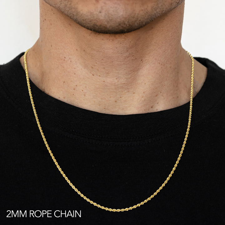 10K 5MM YELLOW GOLD DC HOLLOW ROPE 20" CHAIN NECKLACE (AVAILABLE IN LENGTHS 7" - 30")