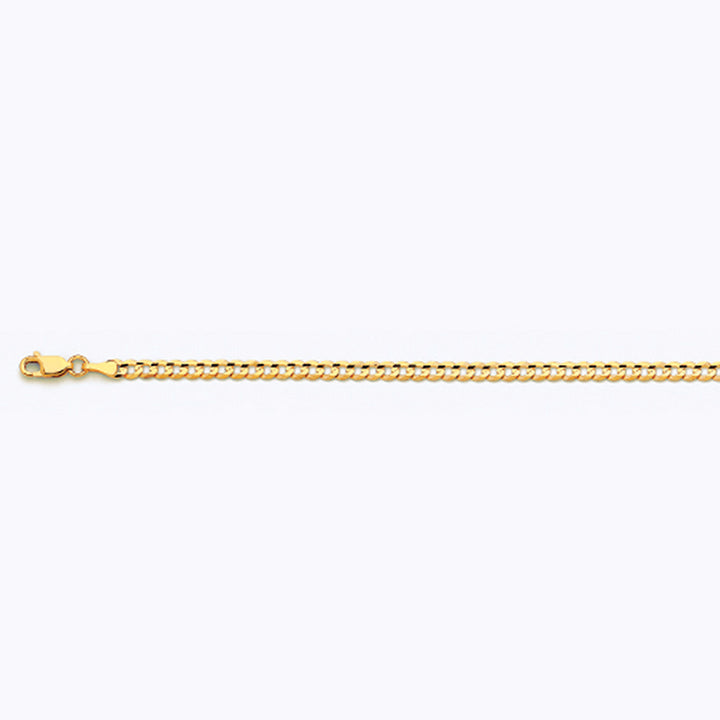 10K 3.5MM YELLOW GOLD SOLID CURB 20" CHAIN NECKLACE (AVAILABLE IN LENGTHS 7" - 30")