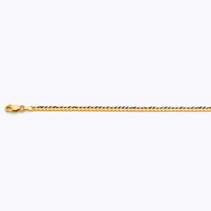 10K 3MM YELLOW GOLD SOLID CURB 20" CHAIN NECKLACE (AVAILABLE IN LENGTHS 7" - 30")