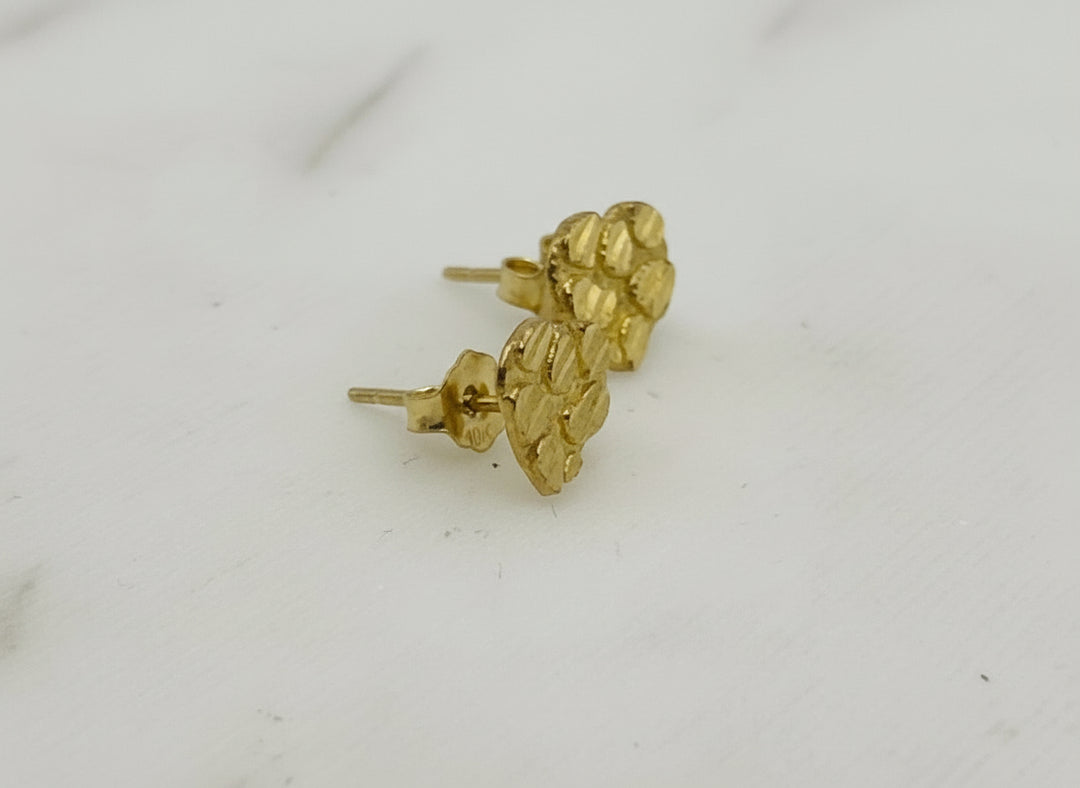 10K GOLD HEART NUGGET EARRINGS