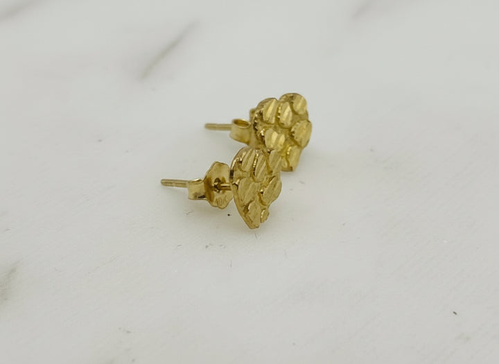 10K GOLD HEART NUGGET EARRINGS