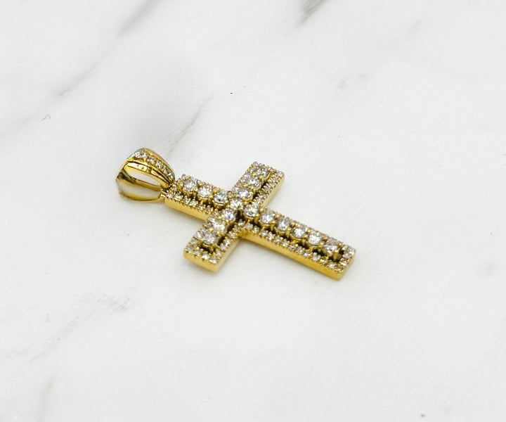 10K GOLD DIAMOND CROSS PENDANT