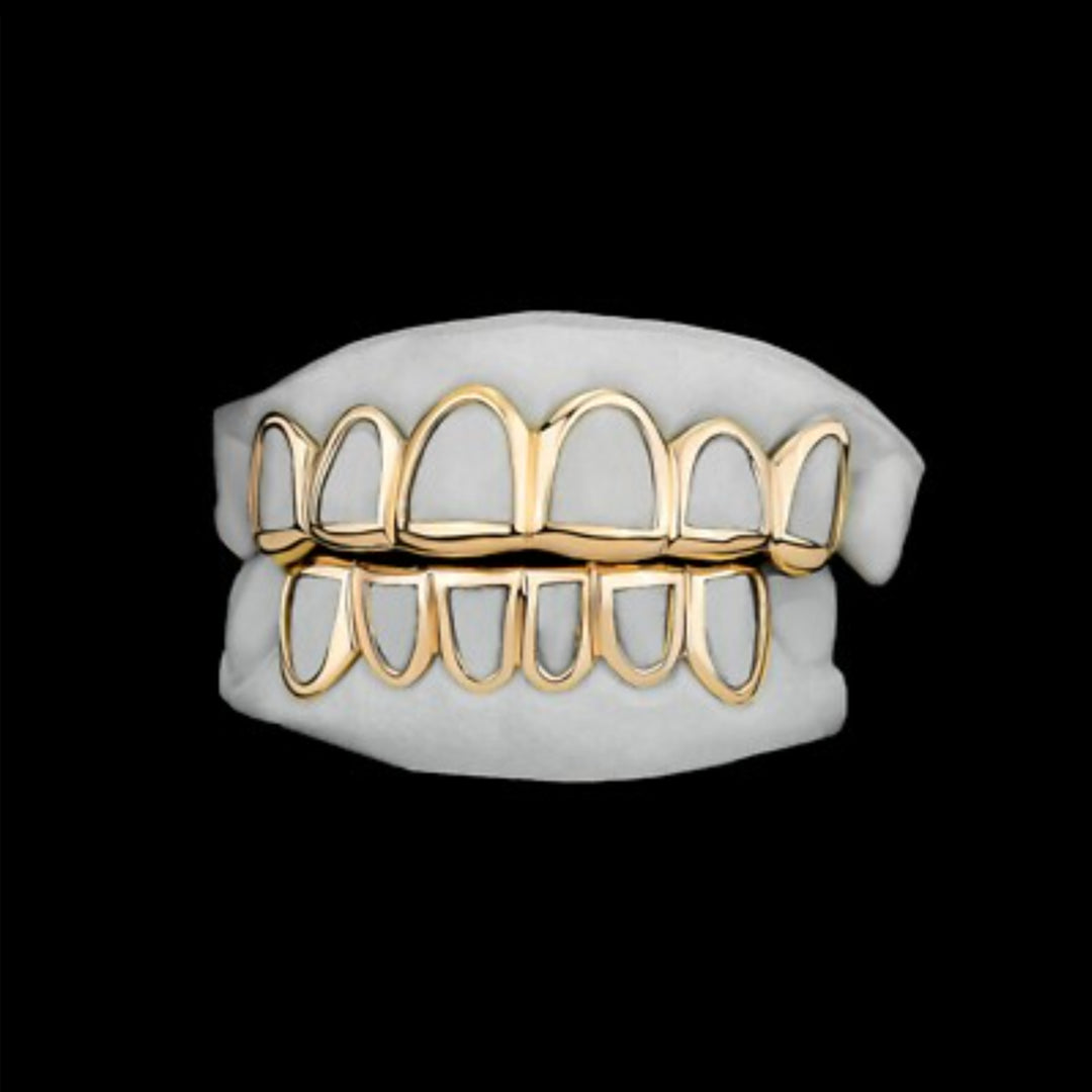 Solid three teeth Gold Grillz