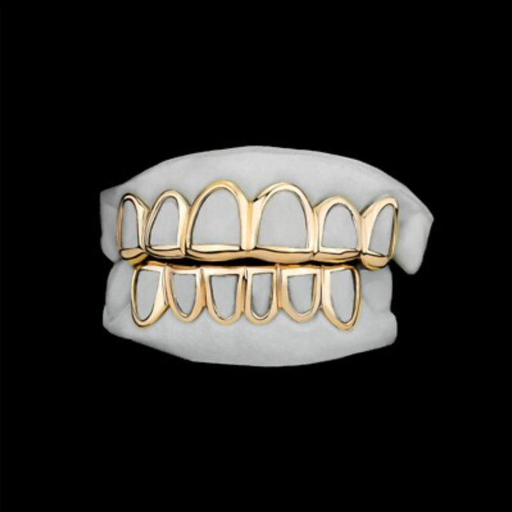 Solid three teeth Gold Grillz