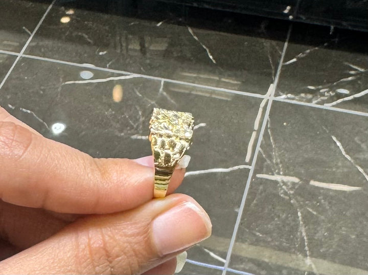 10K SQUARE NUGGET RING