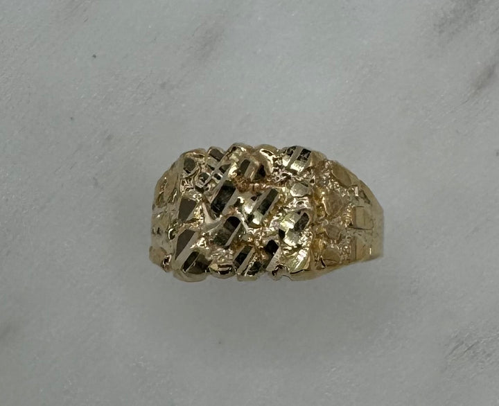 10K SQUARE NUGGET RING