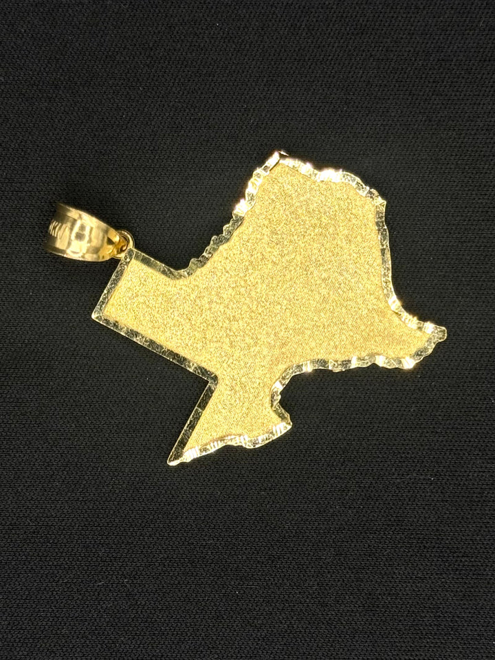 10K GOLD TEXAS PENDANT WITH DIA CUT TRIM BORDER