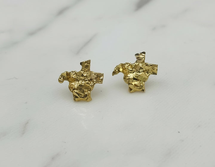 10K GOLD TEXAS NUGGET EARRING