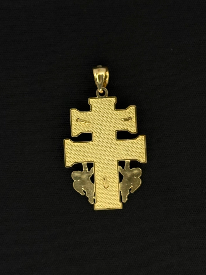10K GOLD CARAVACA PENDANT WITH JESUS ON IT