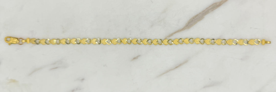 10K Y/G TWO TONE HEART BRACELET