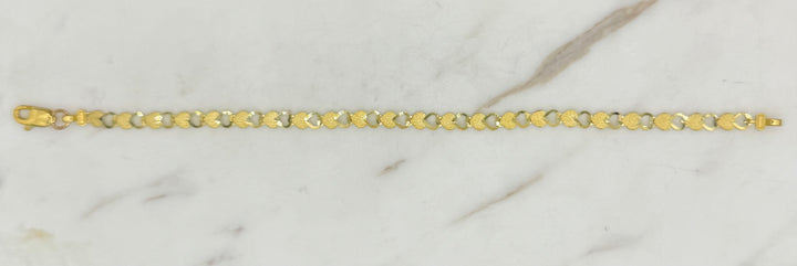 10K Y/G TWO TONE HEART BRACELET