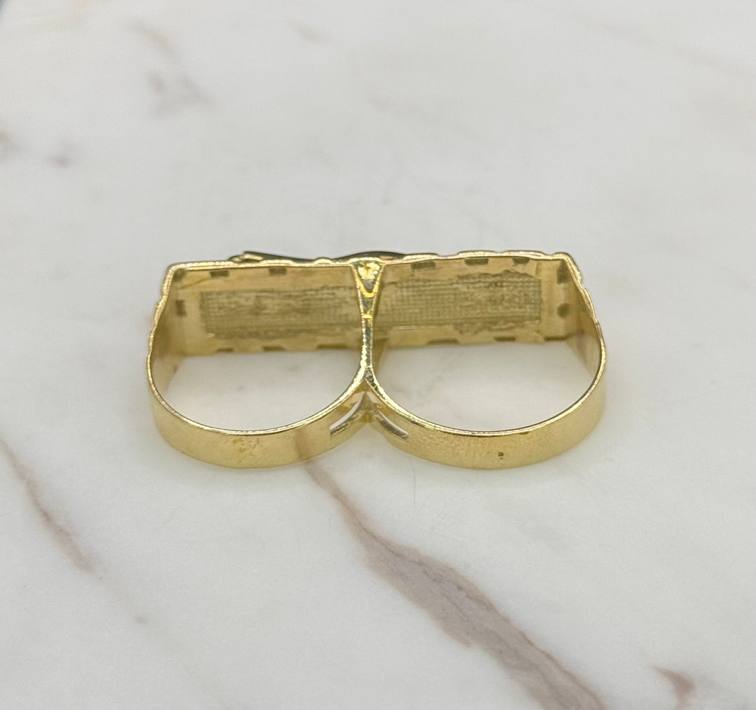 10K GOLD NUGGET CUT SANTA MUERTE RING