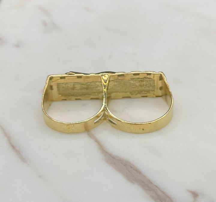 10K GOLD NUGGET CUT SANTA MUERTE RING