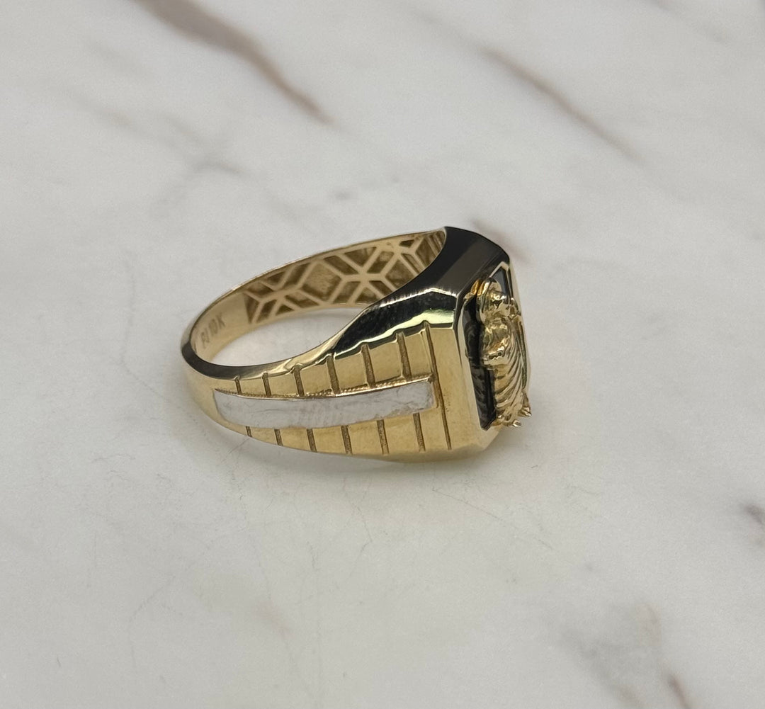 10K YELLOW GOLD WHITE GOLD SAINT JUDE RING