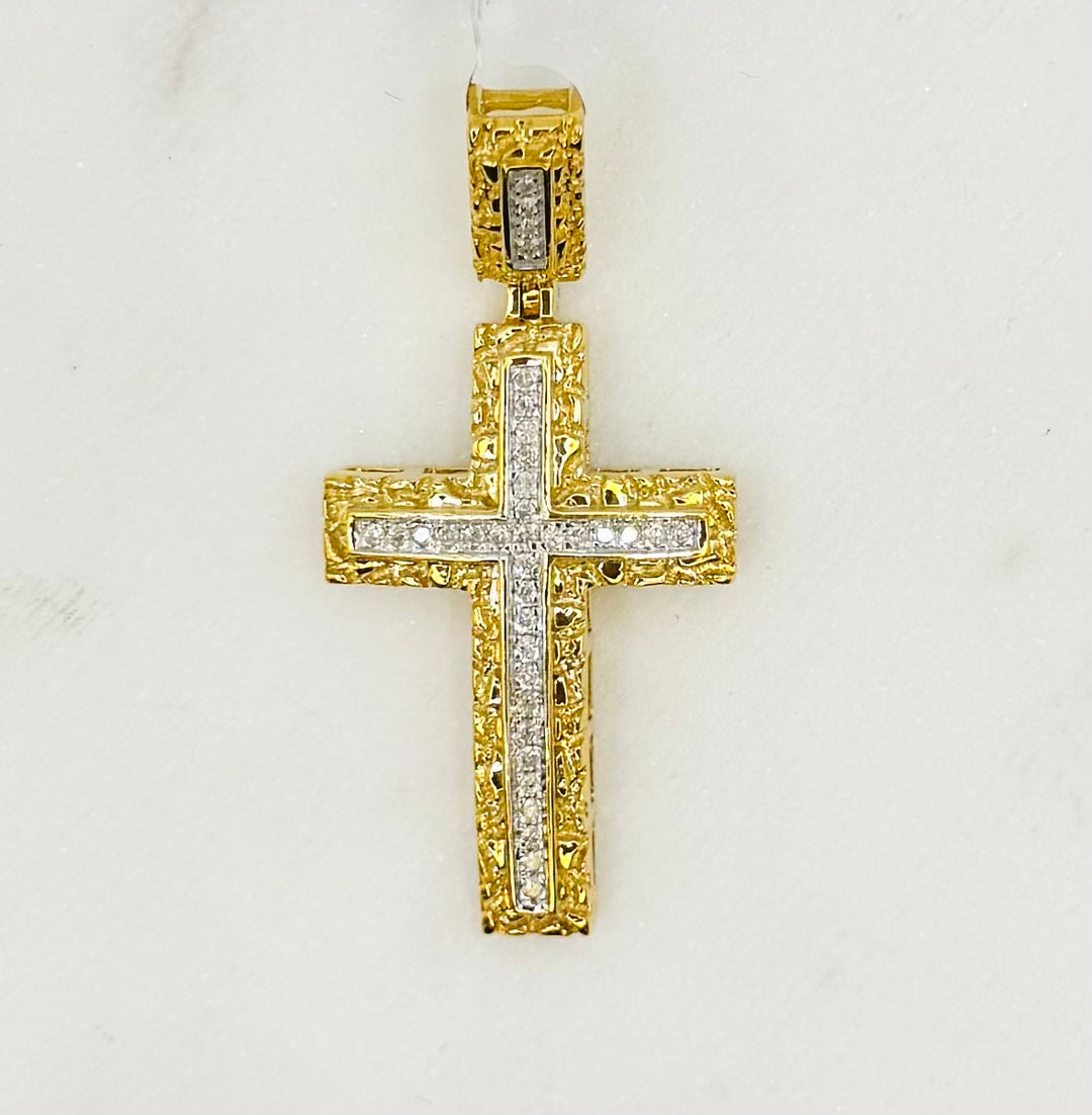 10K GOLD CROSS DIAMOND PENDANT
