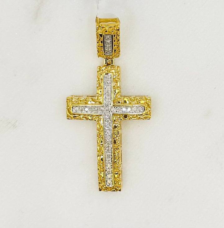 10K GOLD CROSS DIAMOND PENDANT