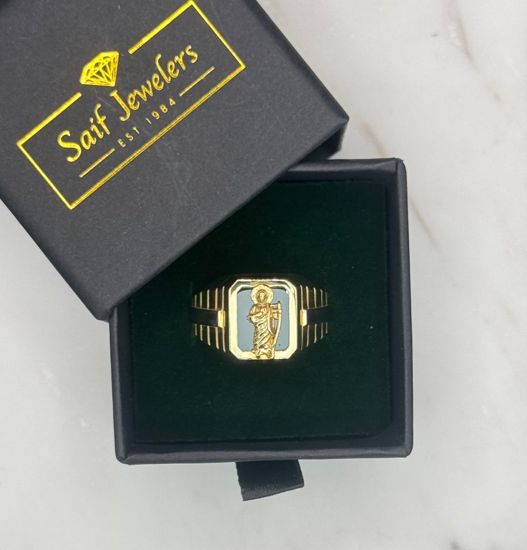 10K YELLOW GOLD WHITE GOLD SAINT JUDE RING