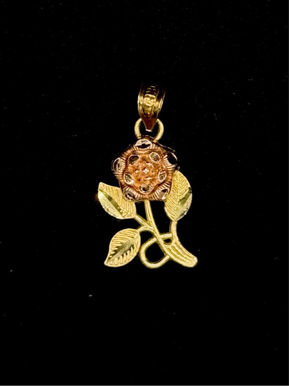 10K GOLD TWO TONE ROSE PENDANT