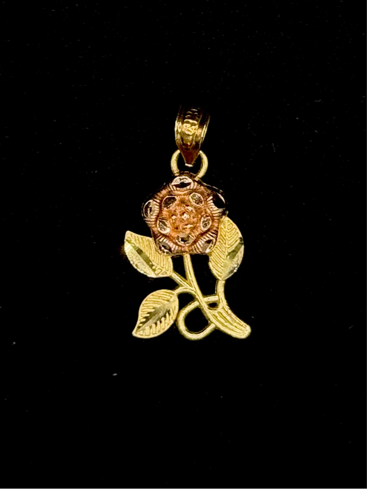 10K GOLD TWO TONE ROSE PENDANT