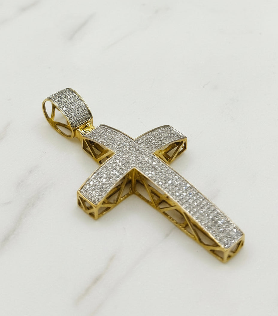 10K GOLD WITH DIAMONDS CROSS PENDANT