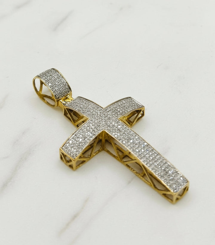 10K GOLD WITH DIAMONDS CROSS PENDANT