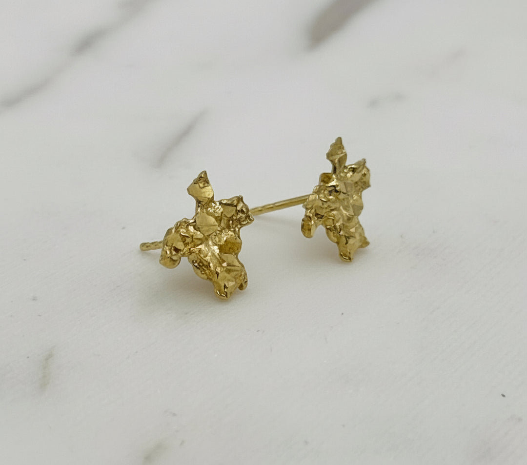 10K GOLD TEXAS NUGGET EARRING