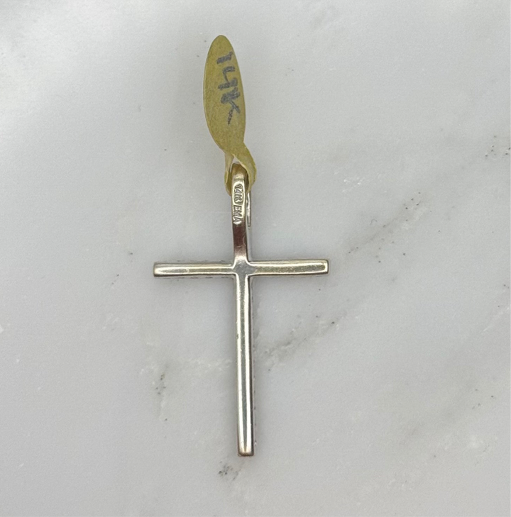 14K WHITE GOLD CZ CROSS PENDANT