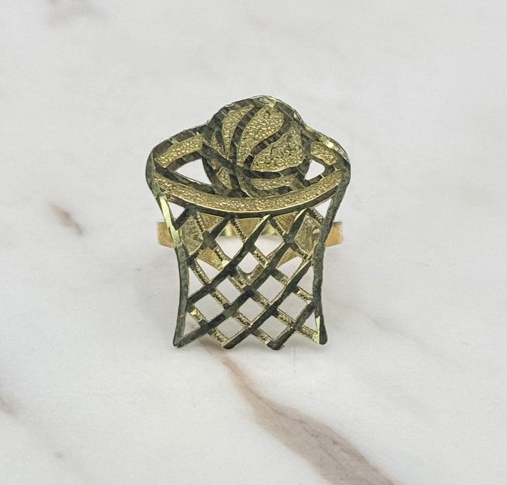10K GOLD Dia CUT BASKETBALL RING