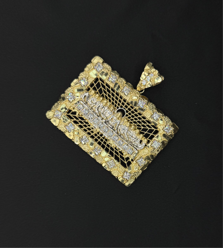 10K GOLD NUGGET CZ LAST SUPPER 3D PENDANT