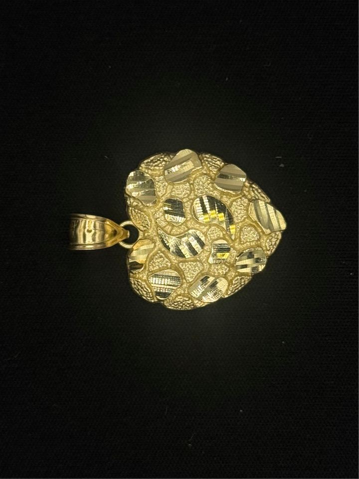 10K GOLD DIA CUT HEART SHAPE NUGGET PENDANT