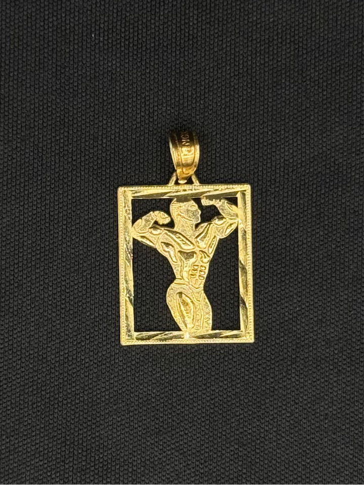 10K GOLD DIA CUT MEN’S PHYSIQUE BODY BUILDING PENDANT