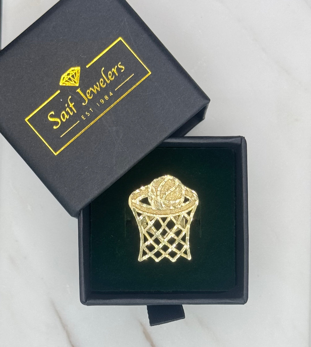 10K GOLD Dia CUT BASKETBALL RING