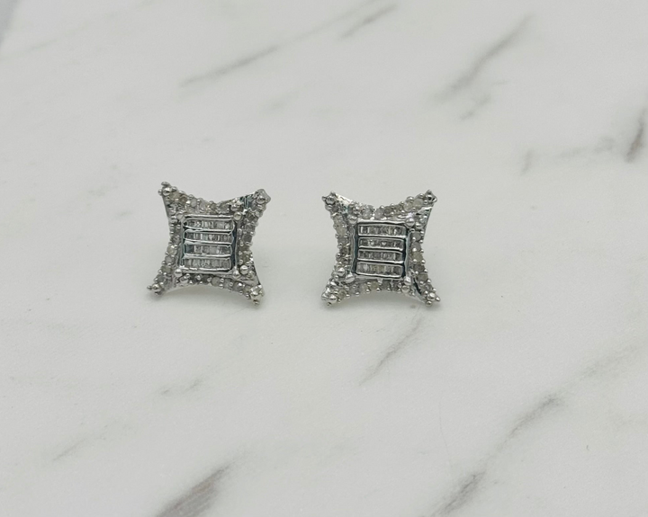 10K GOLD SQUARE DIAMOND STUDS