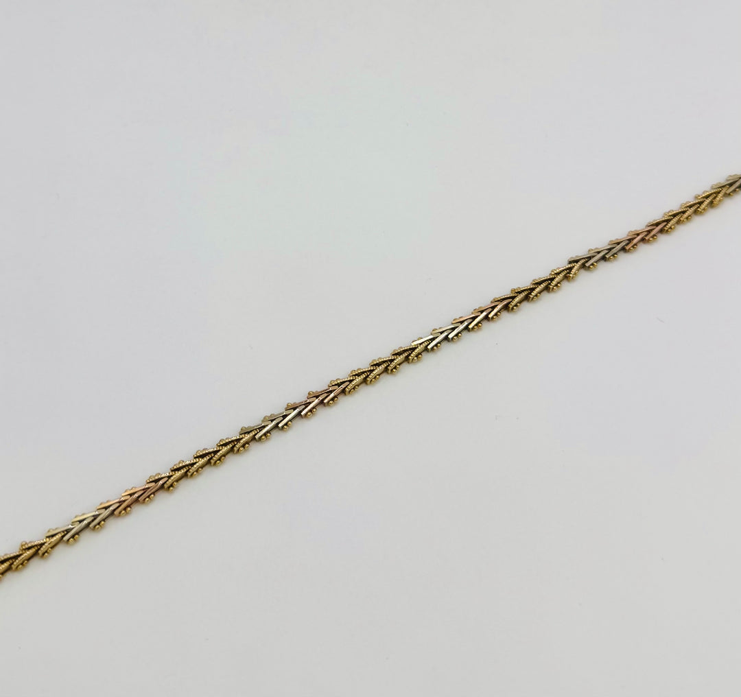 14K FANCY FRANCO SHAPED TRIO COLOR BRACELET
