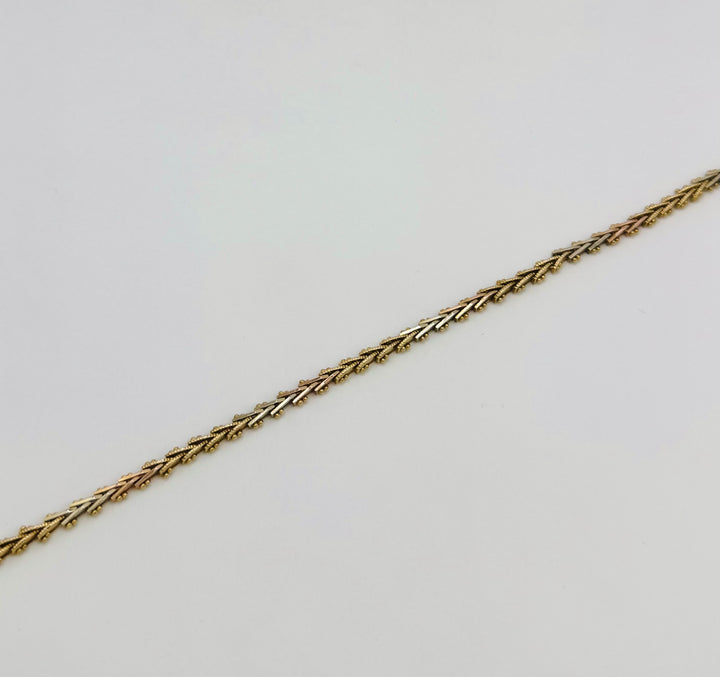 14K FANCY FRANCO SHAPED TRIO COLOR BRACELET