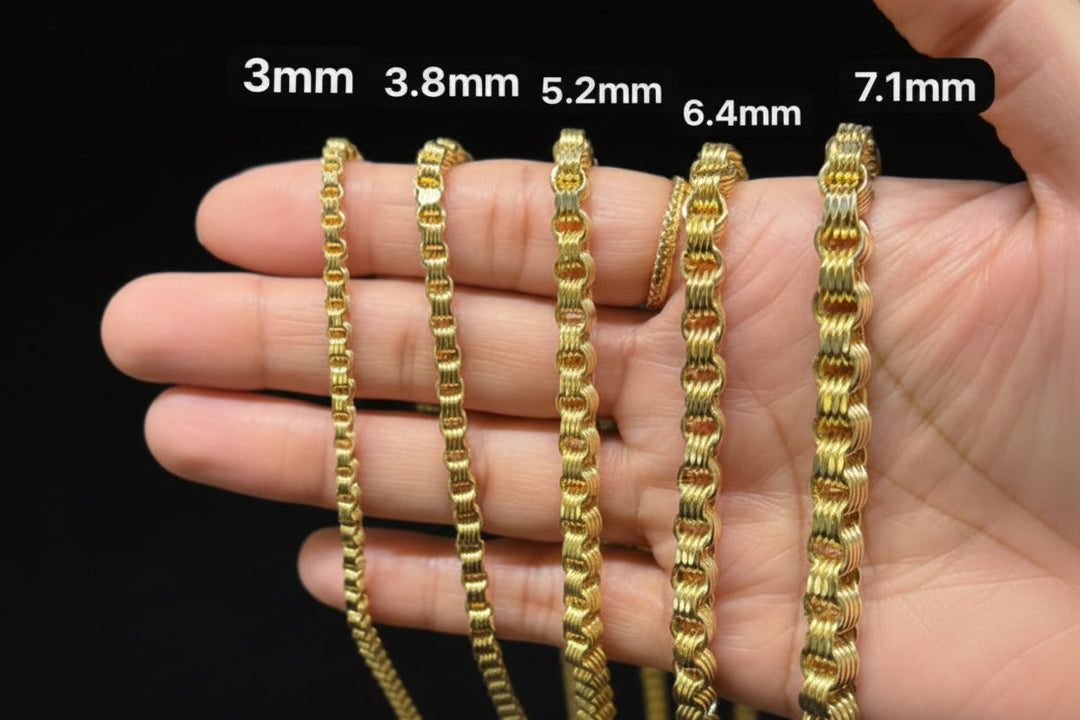 10K YELLOW GOLD BOX BYZANTINE CHAIN