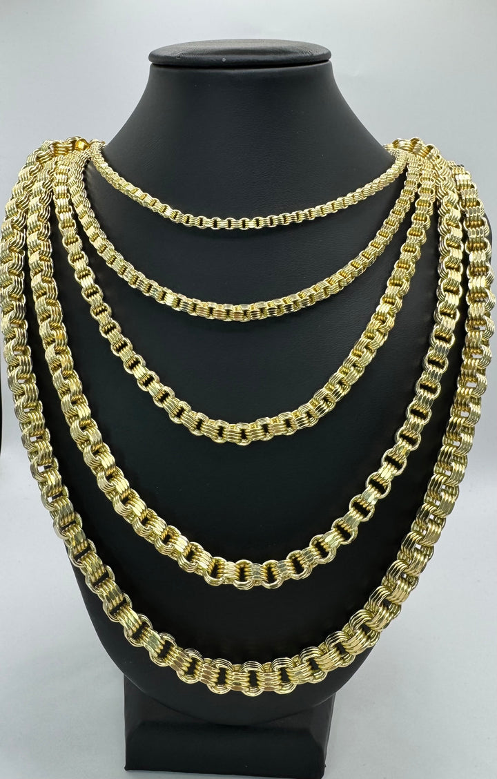 10K YELLOW GOLD BOX BYZANTINE CHAIN