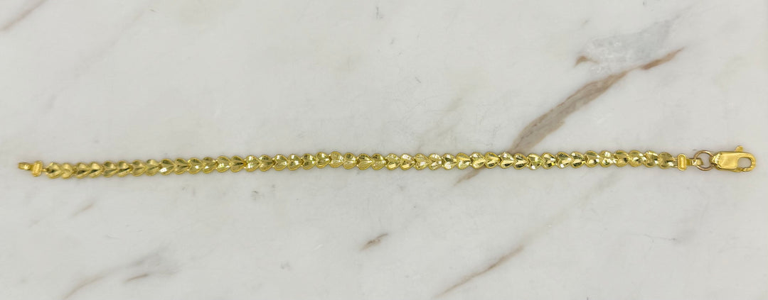 10K YELLOW GOLD HEART FANCY BRACELET