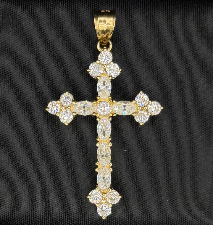 10K GOLD CZ CROSS PENDANT