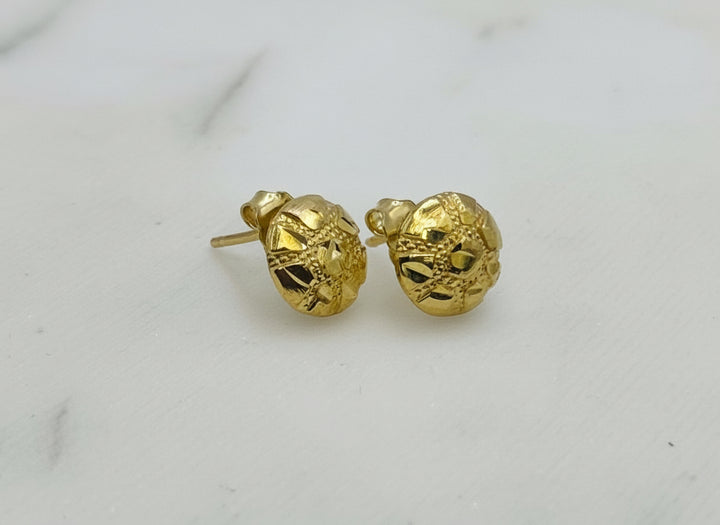 10K GOLD TURTLE NUGGET EARRINGS
