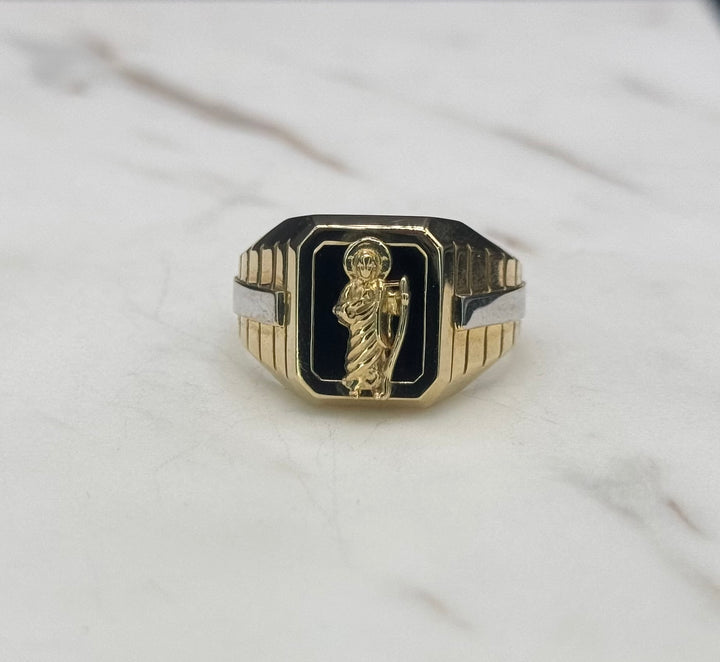 10K YELLOW GOLD WHITE GOLD SAINT JUDE RING