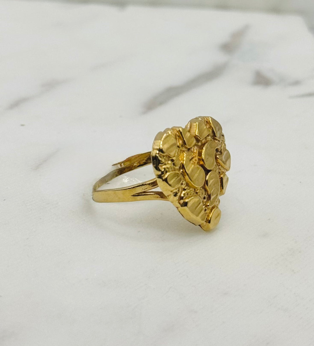 10K GOLD HEART NUGGET RING
