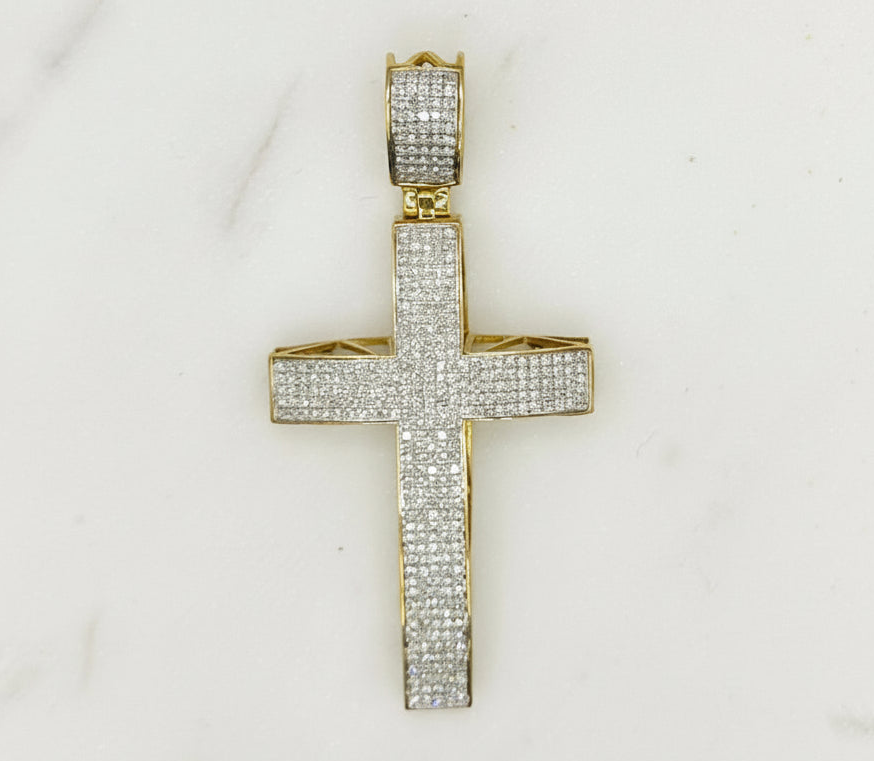 10K GOLD WITH DIAMONDS CROSS PENDANT