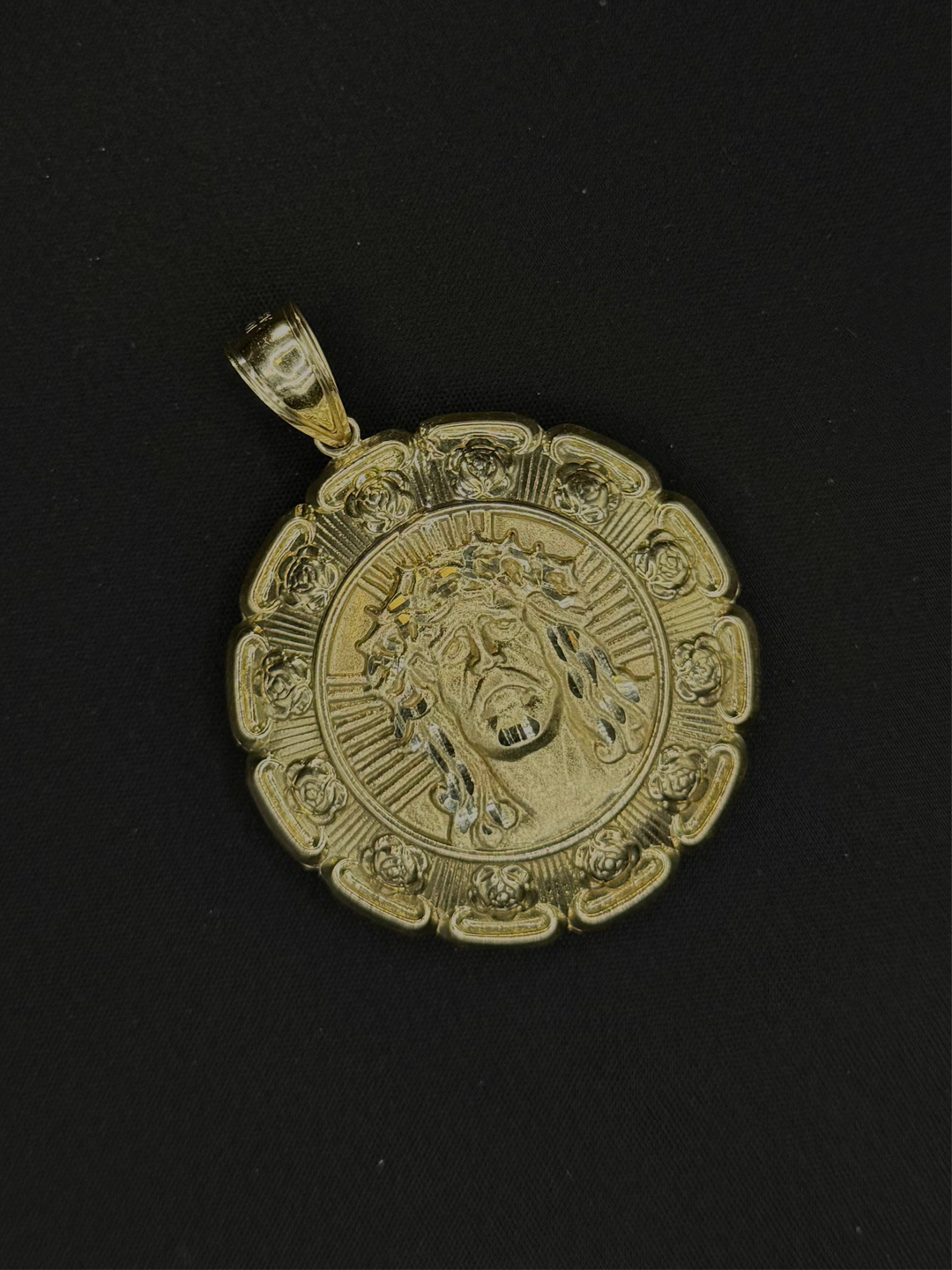 10K GOLD VIRGIN MARY/JESUS DIA CUT 3D PENDANT