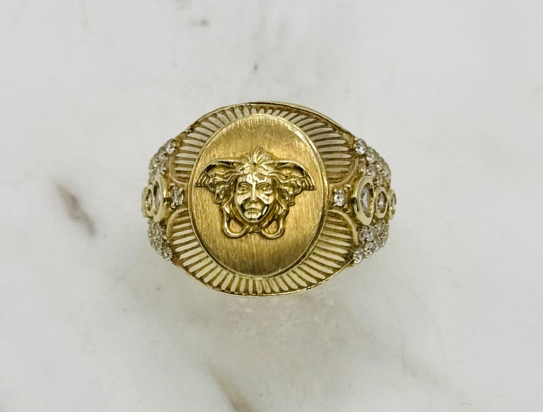 10K GOLD MEDUSA HEAD CZ RING