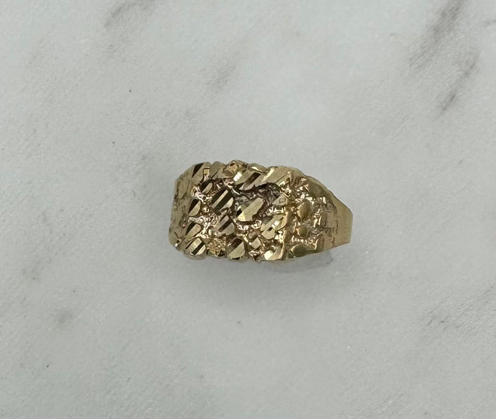 10K SQUARE NUGGET RING