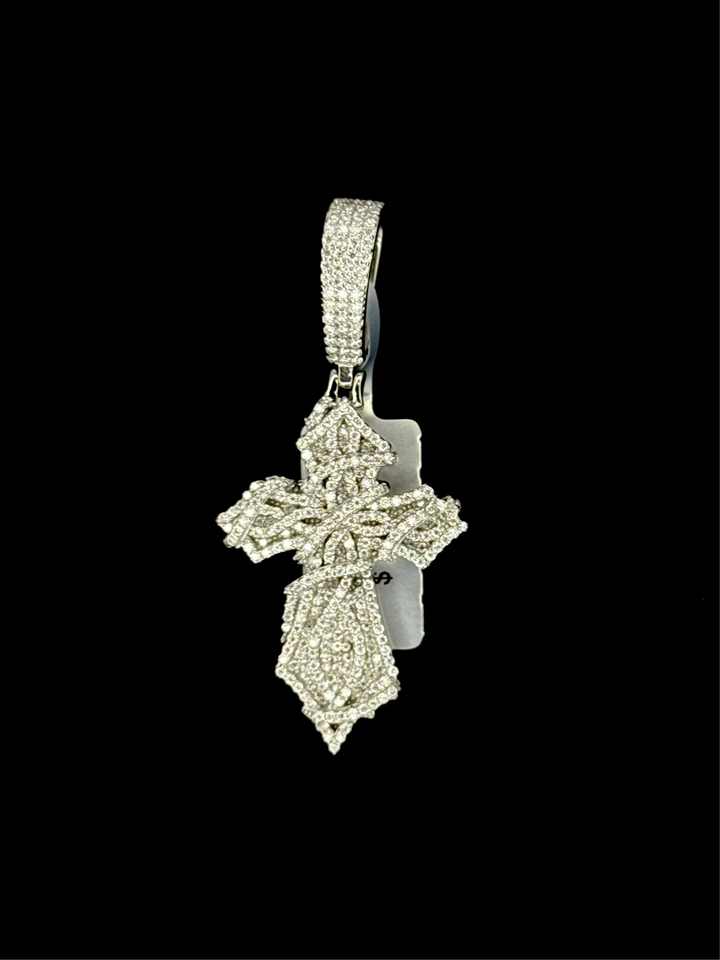 925 SILVER MOISSANITE FANCY CROSS PENDANT