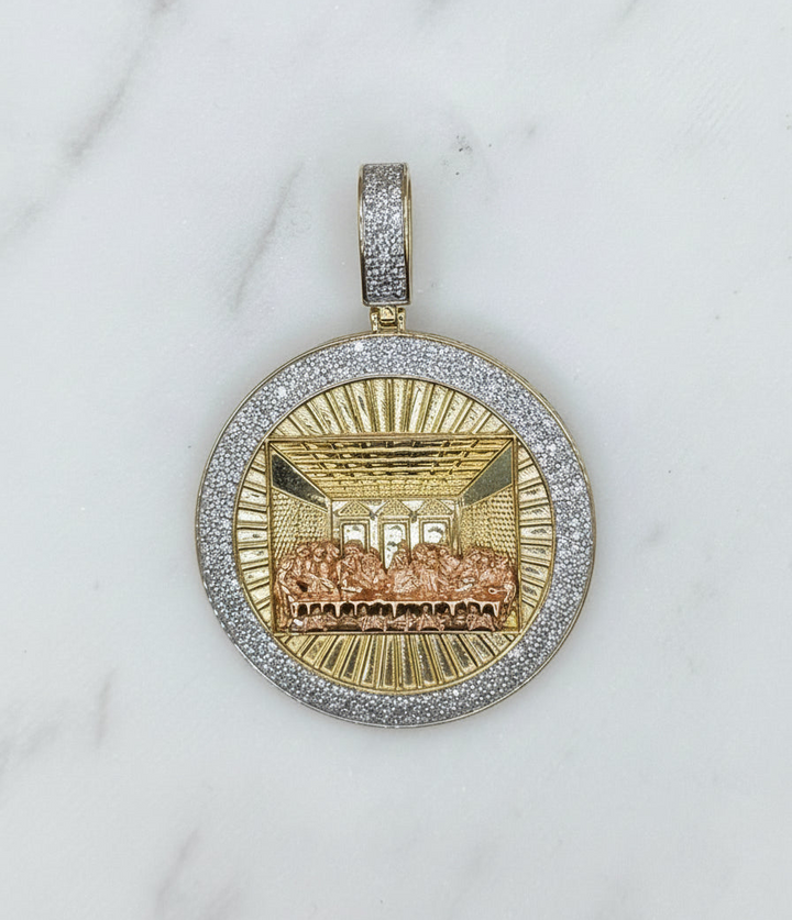 10K GOLD WITH DIAMONDS LAST SUPPER PENDANT